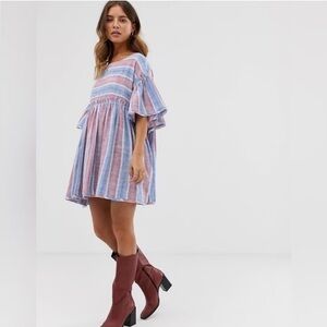 Free People “Summer Nights Striped Tunic” Babydoll dress
